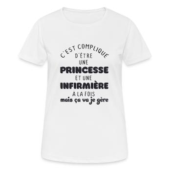 Princesse Et Infirmière À La Fois cadeau humour - T-shirt respirant Femme - blanc - Devant - AI Model Female 172 dark (172cm)