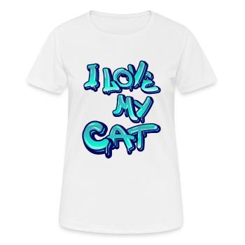 J’aime mon chat - T-shirt respirant Femme - blanc - Devant - AI Model Female 172 dark (172cm)