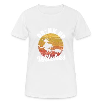 Lustige Halloween-Hexe, die Wein trinkt Trinker - Frauen T-Shirt atmungsaktiv - Weiß - Vorne - AI Model Female 172 dark (172cm)