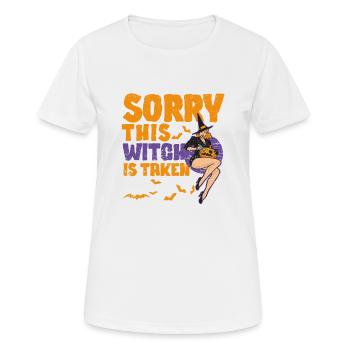 Sorry This Witch Is Taken Funny Halloween Witches - Frauen T-Shirt atmungsaktiv - Weiß - Vorne - AI Model Female 172 dark (172cm)