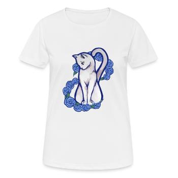Chat blanc - T-shirt respirant Femme - blanc - Devant - AI Model Female 172 dark (172cm)