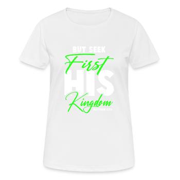 seek his kingdom bible - Women's Breathable T-Shirt - white - Front - AI Model Female 172 dark (172cm)