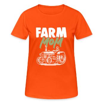 maman à la ferme maman - T-shirt respirant Femme - orange néon - Devant - AI Model Female 172 dark (172cm)