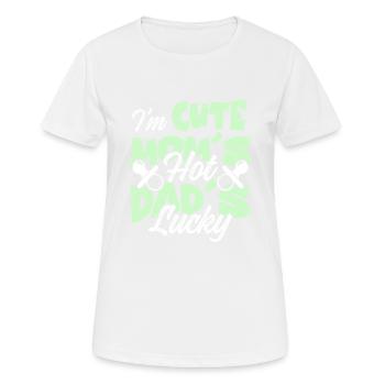 süß mama papa baby - Frauen T-Shirt atmungsaktiv - Weiß - Vorne - AI Model Female 172 dark (172cm)