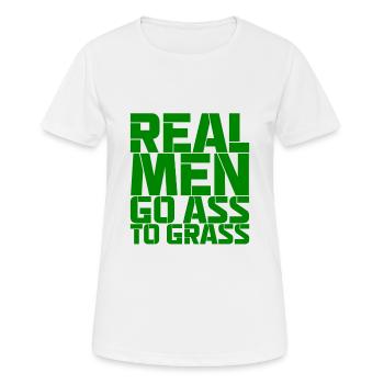 Real Men Go Ass To Grass - Frauen T-Shirt atmungsaktiv - Weiß - Vorne - AI Model Female 172 dark (172cm)