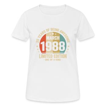 Anniversaire Vintage Idée Cadeau Mars 35 - T-shirt respirant Femme - blanc - Devant - AI Model Female 172 dark (172cm)