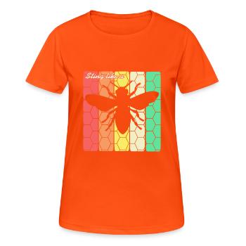 Retro Vintage Sting Like A Bee Awesome Cool - Frauen T-Shirt atmungsaktiv - Neonorange - Vorne - AI Model Female 172 dark (172cm)
