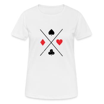Karo Heart Spade Cross Cards Jeu de cartes Skat - T-shirt respirant Femme - blanc - Devant - AI Model Female 172 dark (172cm)