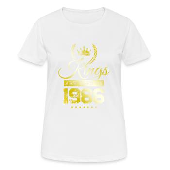 kings are born 1986 - Frauen T-Shirt atmungsaktiv - Weiß - Vorne - AI Model Female 172 dark (172cm)