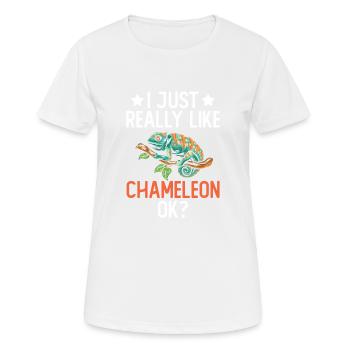 I like Chameleon Lizard Reptile Pet Simple - Women's Breathable T-Shirt - white - Front - AI Model Female 172 dark (172cm)