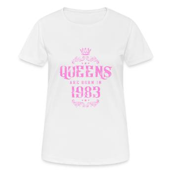 né en 1983 - T-shirt respirant Femme - blanc - Devant - AI Model Female 172 dark (172cm)