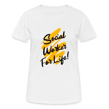 Travail social - T-shirt respirant Femme - blanc - Devant - AI Model Female 172 dark (172cm)