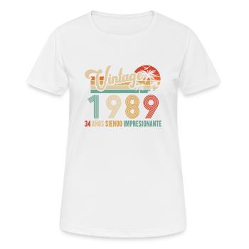 Anniversaire Vintage Idée Cadeau D Anniversaire 34 - T-shirt respirant Femme - blanc - Devant - AI Model Female 172 dark (172cm)