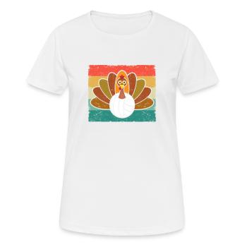 Turkey Volleyball Player Retro Thanksgiving Day - Women's Breathable T-Shirt - white - Front - AI Model Female 172 dark (172cm)