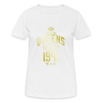 Queens born in 1941 - Women's Breathable T-Shirt - white - Front - AI Model Female 172 dark (172cm)