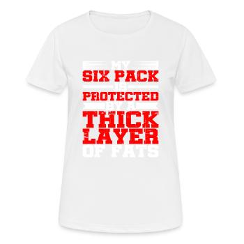 Mon pack de six est protégé par une épaisse couche de graisses - T-shirt respirant Femme - blanc - Devant - AI Model Female 172 dark (172cm)