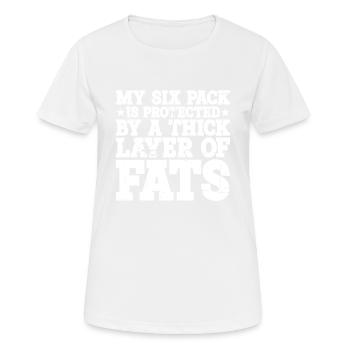 Mon pack de six est protégé par une épaisse couche de graisses3 - T-shirt respirant Femme - blanc - Devant - AI Model Female 172 dark (172cm)