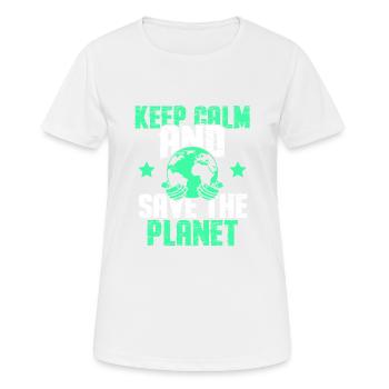 garder son calme sauver la planète - T-shirt respirant Femme - blanc - Devant - AI Model Female 172 dark (172cm)