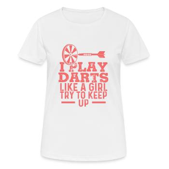 darts saying funny - Women's Breathable T-Shirt - white - Front - AI Model Female 172 dark (172cm)