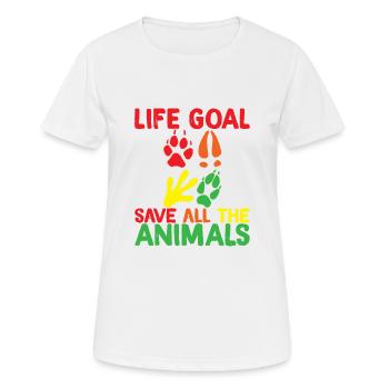 Life Goal, Save All The Animals 2 - Frauen T-Shirt atmungsaktiv - Weiß - Vorne - AI Model Female 172 dark (172cm)
