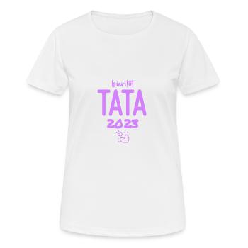 bientôt tata 2023 Annonce Grossesse - T-shirt respirant Femme - blanc - Devant - AI Model Female 172 dark (172cm)