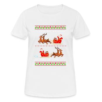 Weihnachtsmann dreht um Mundschutz vergessen - Frauen T-Shirt atmungsaktiv - Weiß - Vorne - AI Model Female 172 dark (172cm)