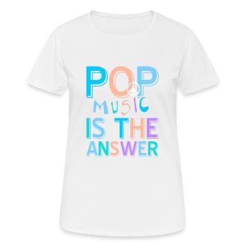 Pop Music Is The Answer Awesome Retro T-Shirt - Frauen T-Shirt atmungsaktiv - Weiß - Vorne - AI Model Female 172 dark (172cm)