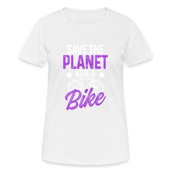 save the planet fahrrad - Frauen T-Shirt atmungsaktiv - Weiß - Vorne - AI Model Female 172 dark (172cm)