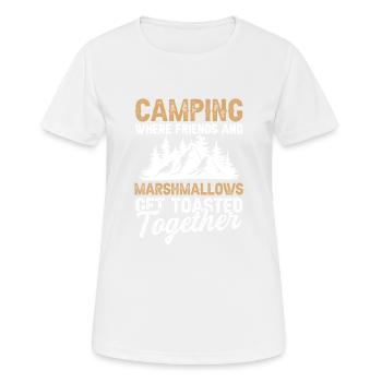 camping marshmallows - Women's Breathable T-Shirt - white - Front - AI Model Female 172 dark (172cm)