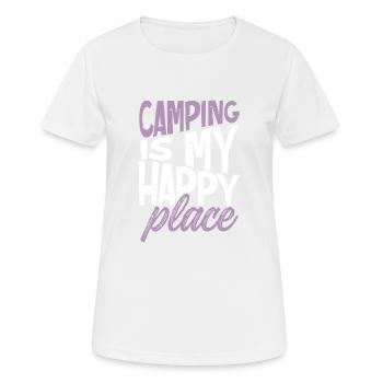 camping happy place - Frauen T-Shirt atmungsaktiv - Weiß - Vorne - AI Model Female 172 dark (172cm)