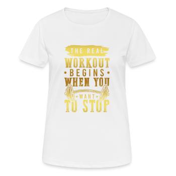 workout fitness - Frauen T-Shirt atmungsaktiv - Weiß - Vorne - AI Model Female 172 dark (172cm)