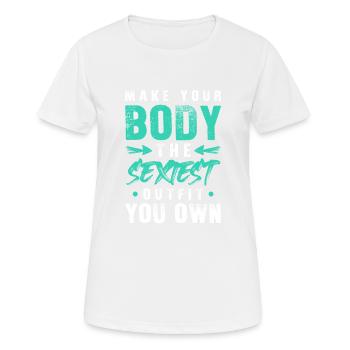 sexy body fitness - Women's Breathable T-Shirt - white - Front - AI Model Female 172 dark (172cm)