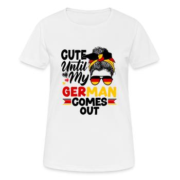 Allemand Allemagne Drapeau allemand mignon jusqu’à mon allemand - T-shirt respirant Femme - blanc - Devant - AI Model Female 172 dark (172cm)