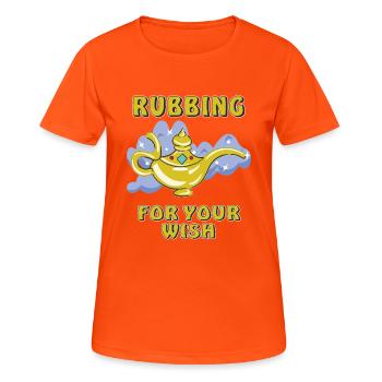 RUBBING FOR YOUR WISH - Frauen T-Shirt atmungsaktiv - Neonorange - Vorne - AI Model Female 172 dark (172cm)