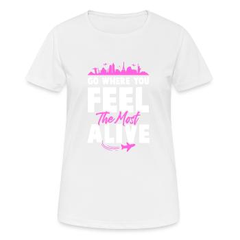 travel travel slogan - Women's Breathable T-Shirt - white - Front - AI Model Female 172 dark (172cm)