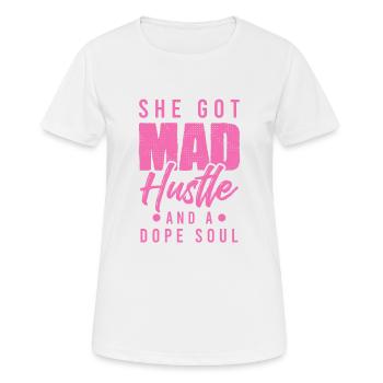spruch d’agitation folle - T-shirt respirant Femme - blanc - Devant - AI Model Female 172 dark (172cm)