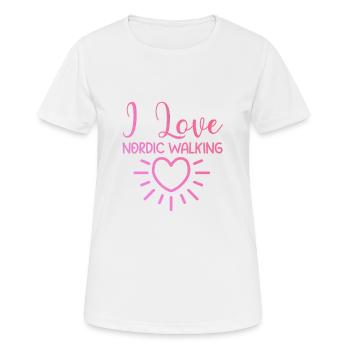 J’adore la marche nordique - T-shirt respirant Femme - blanc - Devant - AI Model Female 172 dark (172cm)