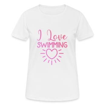 Ich liebe Schwimmen - Frauen T-Shirt atmungsaktiv - Weiß - Vorne - AI Model Female 172 dark (172cm)