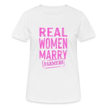 frauen heiraten bauern - Frauen T-Shirt atmungsaktiv - Weiß - Vorne - AI Model Female 172 dark (172cm)