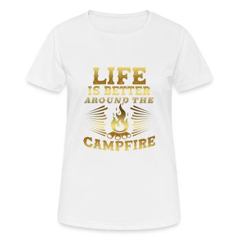 feu de camp - T-shirt respirant Femme - blanc - Devant - AI Model Female 172 dark (172cm)