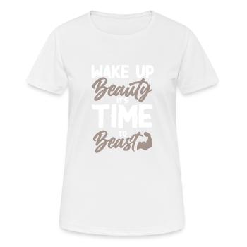 beauty beast fitness - Frauen T-Shirt atmungsaktiv - Weiß - Vorne - AI Model Female 172 dark (172cm)