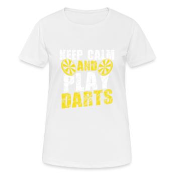 keep calm dart game - Women's Breathable T-Shirt - white - Front - AI Model Female 172 dark (172cm)