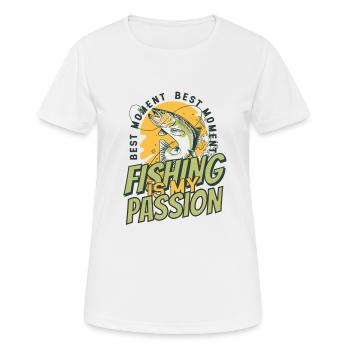 Angeln ist meine Leidenschaft - Frauen T-Shirt atmungsaktiv - Weiß - Vorne - AI Model Female 172 dark (172cm)