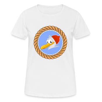 Funny seagull with dew and poodle hat for sailors - Women's Breathable T-Shirt - white - Front - AI Model Female 172 dark (172cm)