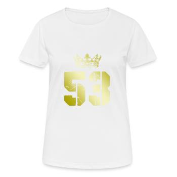 53 Zahl Krone - Frauen T-Shirt atmungsaktiv - Weiß - Vorne - AI Model Female 172 dark (172cm)