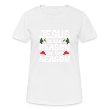 Xmas Christliche Weihnachten Jesus ist der Grund - Frauen T-Shirt atmungsaktiv - Weiß - Vorne - AI Model Female 172 dark (172cm)