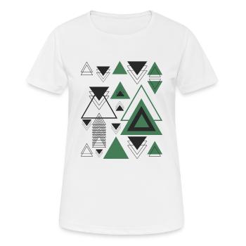 Dreiecke Minimalistische Geometrie Schwarz Abstrakt Grün - Frauen T-Shirt atmungsaktiv - Weiß - Vorne - AI Model Female 172 dark (172cm)