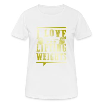 J’adore les poids de fitness - T-shirt respirant Femme - blanc - Devant - AI Model Female 172 dark (172cm)