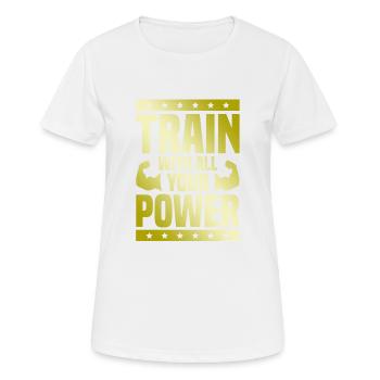 puissance de fitness d’entraînement - T-shirt respirant Femme - blanc - Devant - AI Model Female 172 dark (172cm)