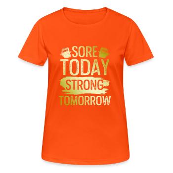 strong fitness - Women's Breathable T-Shirt - neon orange - Front - AI Model Female 172 dark (172cm)
